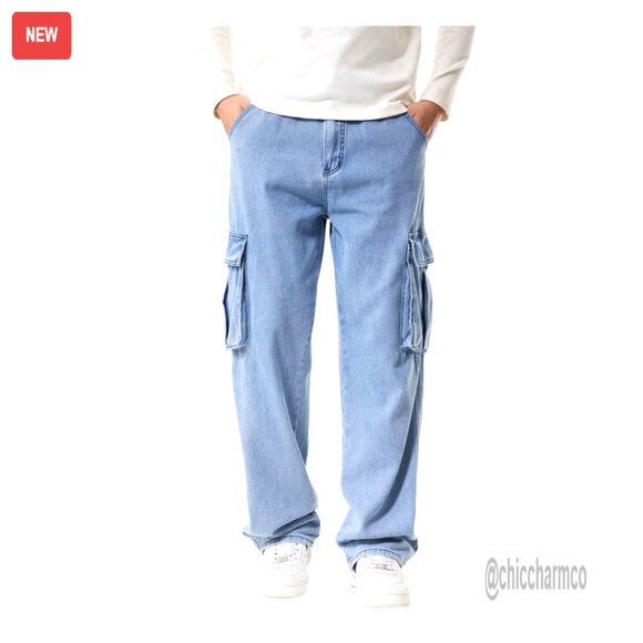 Men's Cargo Joggers Relaxed Fit Tactical Jeans Multiple Pockets Streetwear